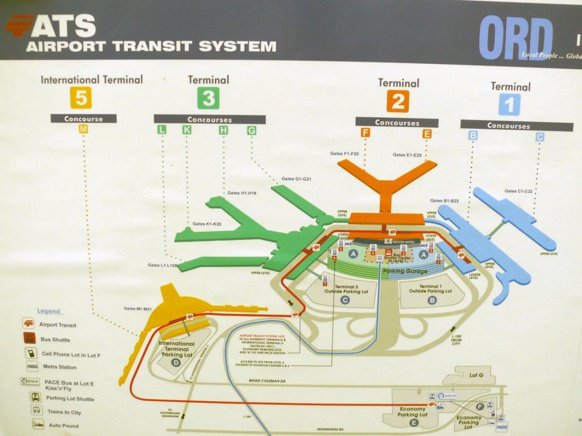 zemljevid O Hare terminali