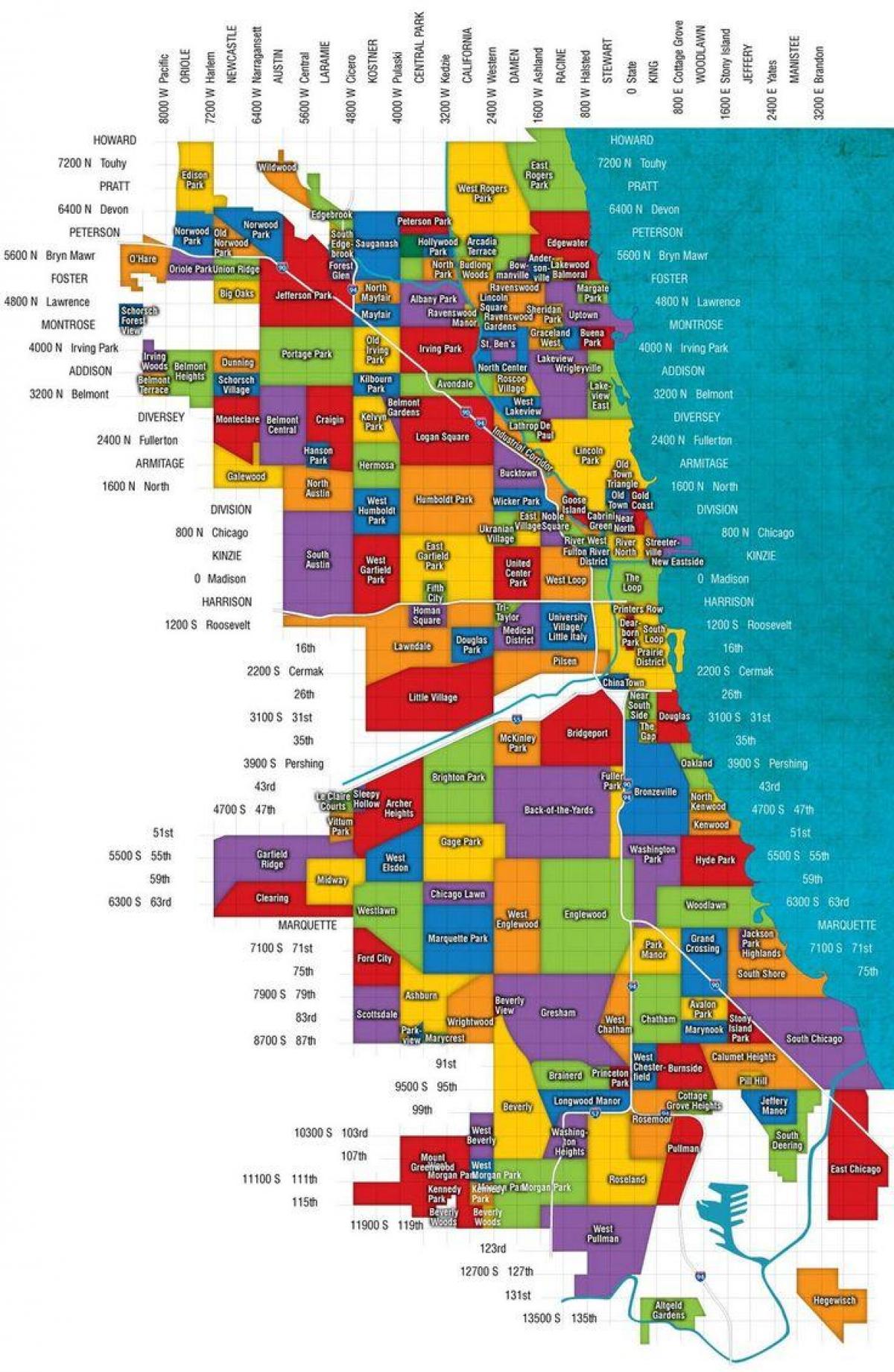Chicago in predmestje zemljevid