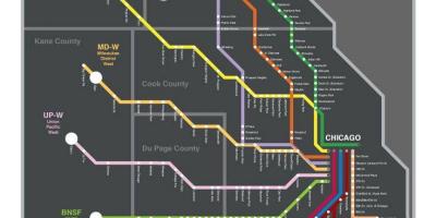 Metra vlak zemljevid Chicago