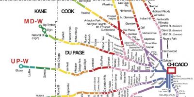 Chicago področju vlak zemljevid
