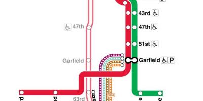 Chicago vlak zemljevidu z rdečo črto