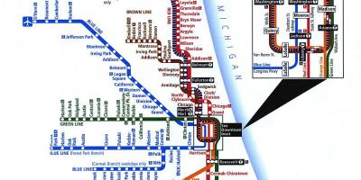 Chicago metro linij zemljevid