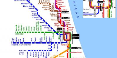 Podzemne železnice v Chicagu zemljevid