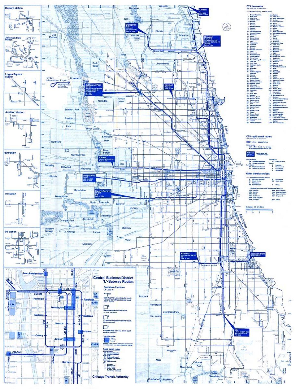 Chicago bus sistem zemljevid