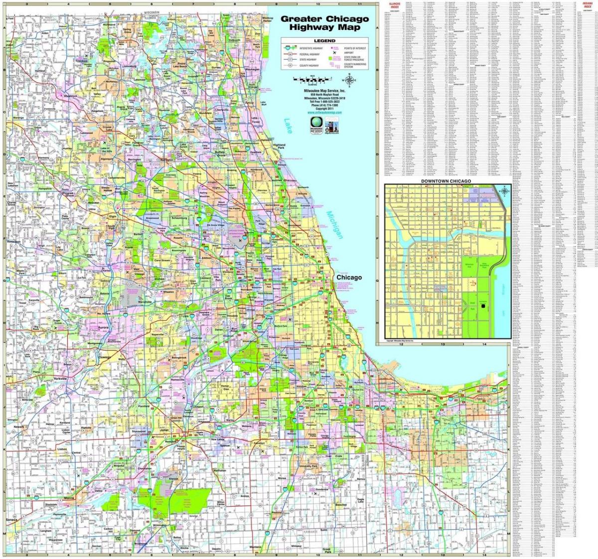 zemljevid Chicago avtocest