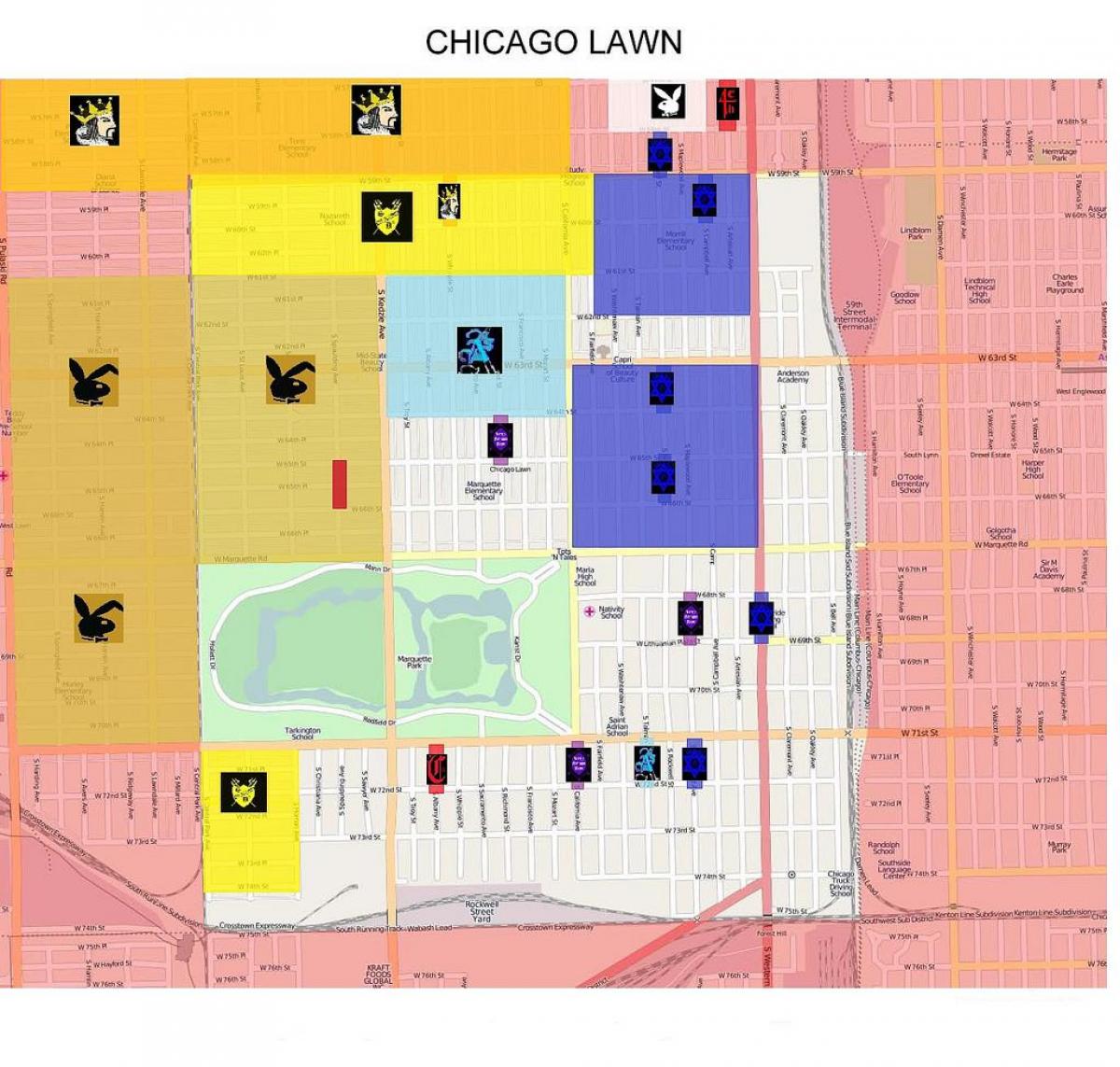 banda zemljevid Chicago
