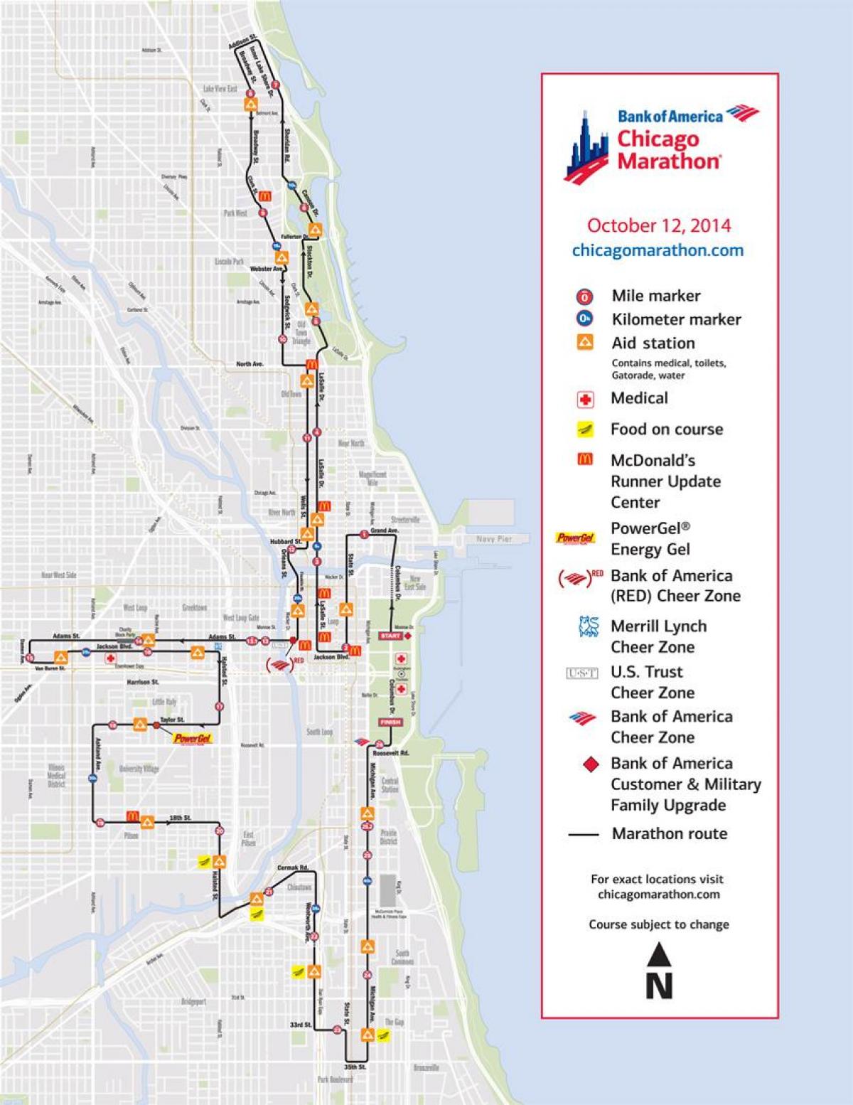 Chicago maraton dirka zemljevid