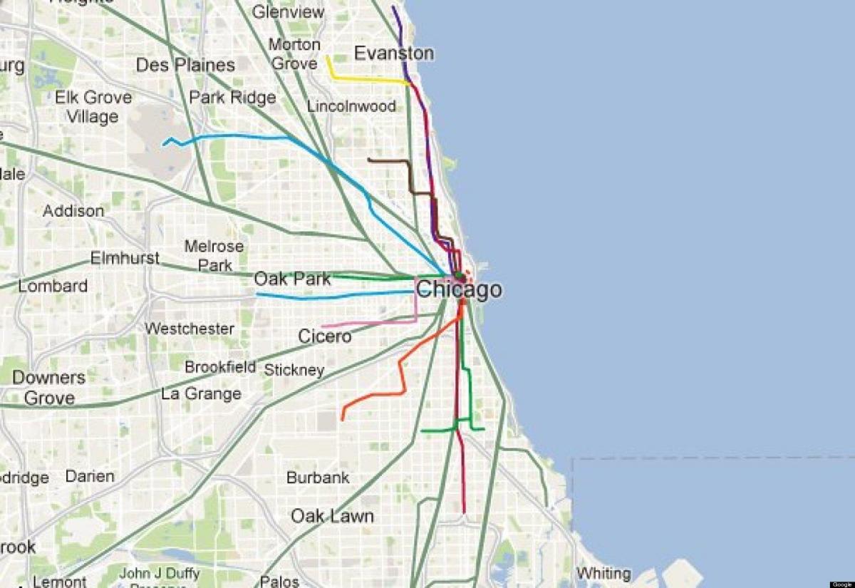 Chicago modra črta vlak zemljevid
