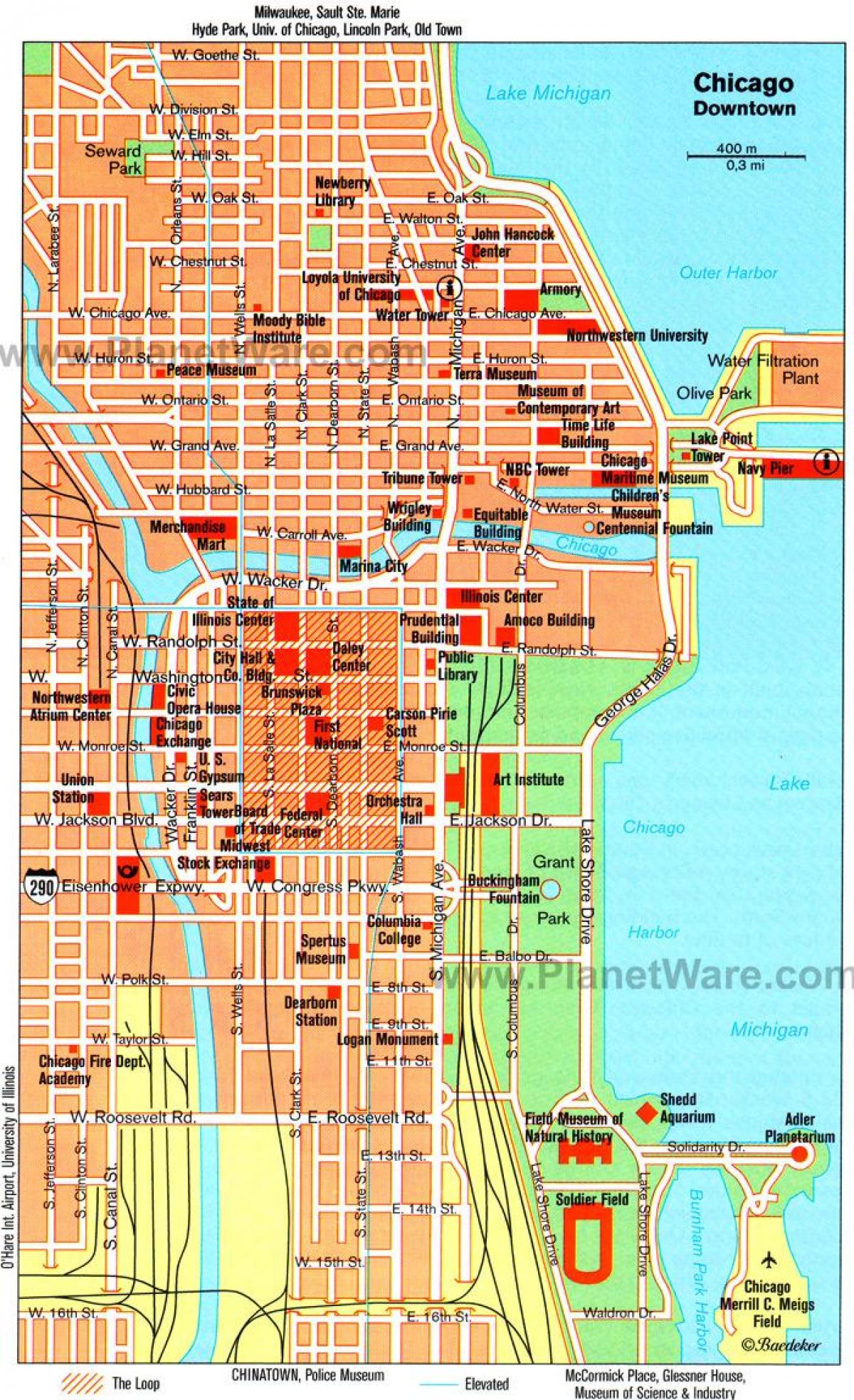 zemljevid muzejev v Chicagu
