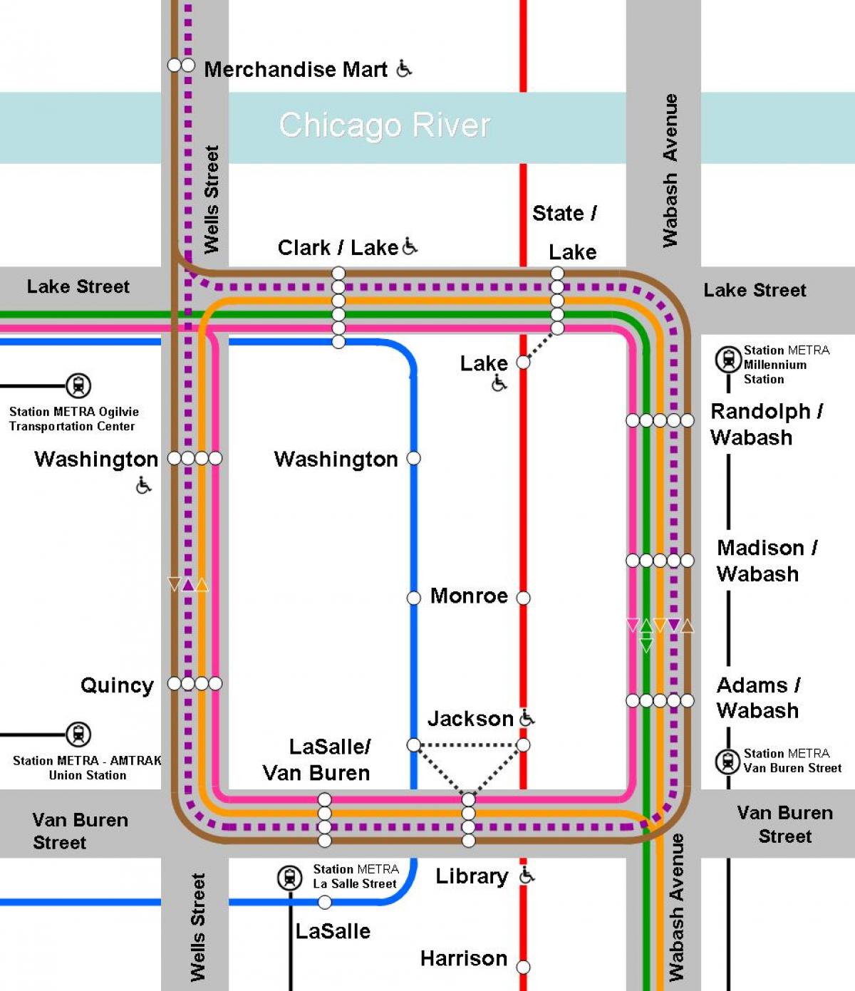 oranžna črta zemljevid Chicago