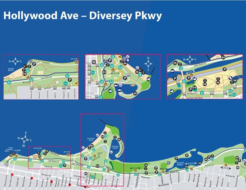 zemljevid Chicago plaže