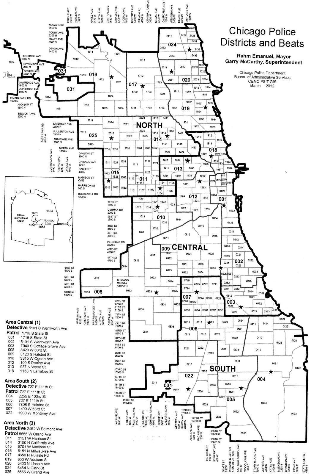policijskih okolišev zemljevid Chicago