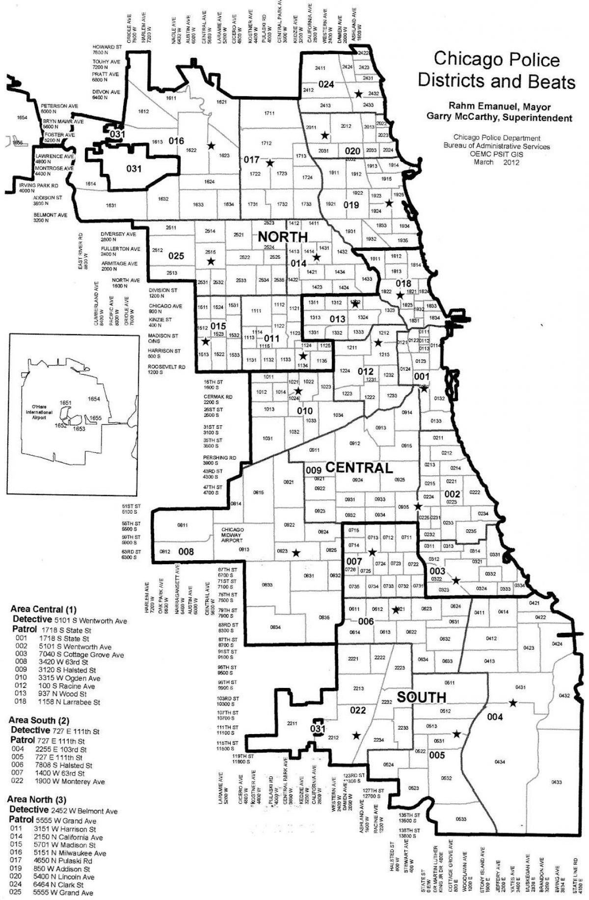 policijskih okolišev zemljevid Chicago