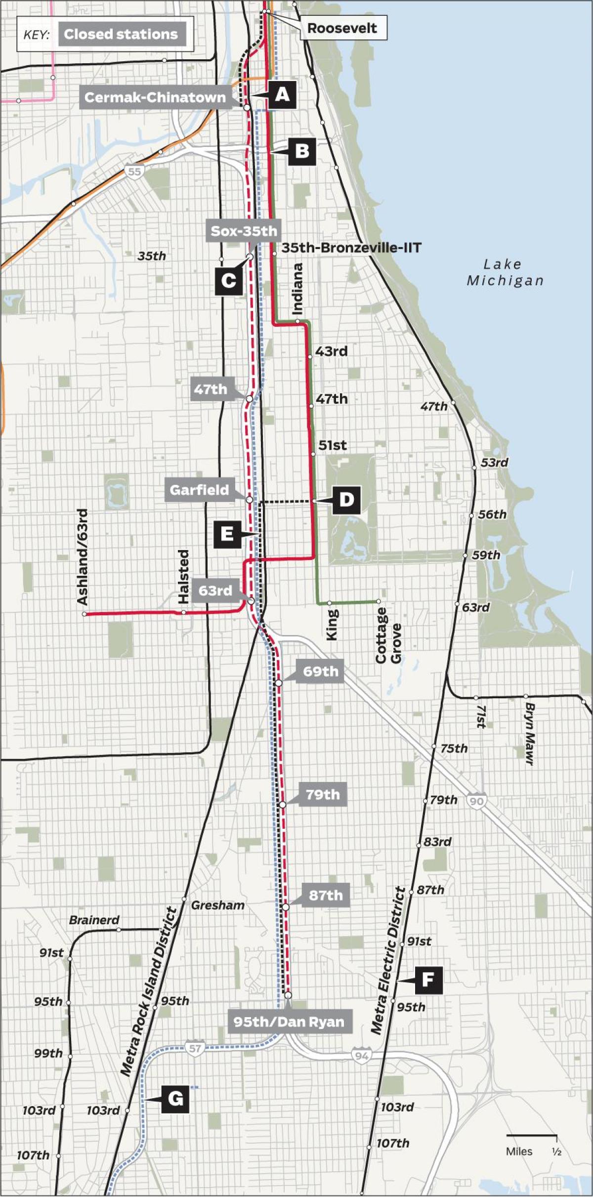 redline Chicago zemljevid