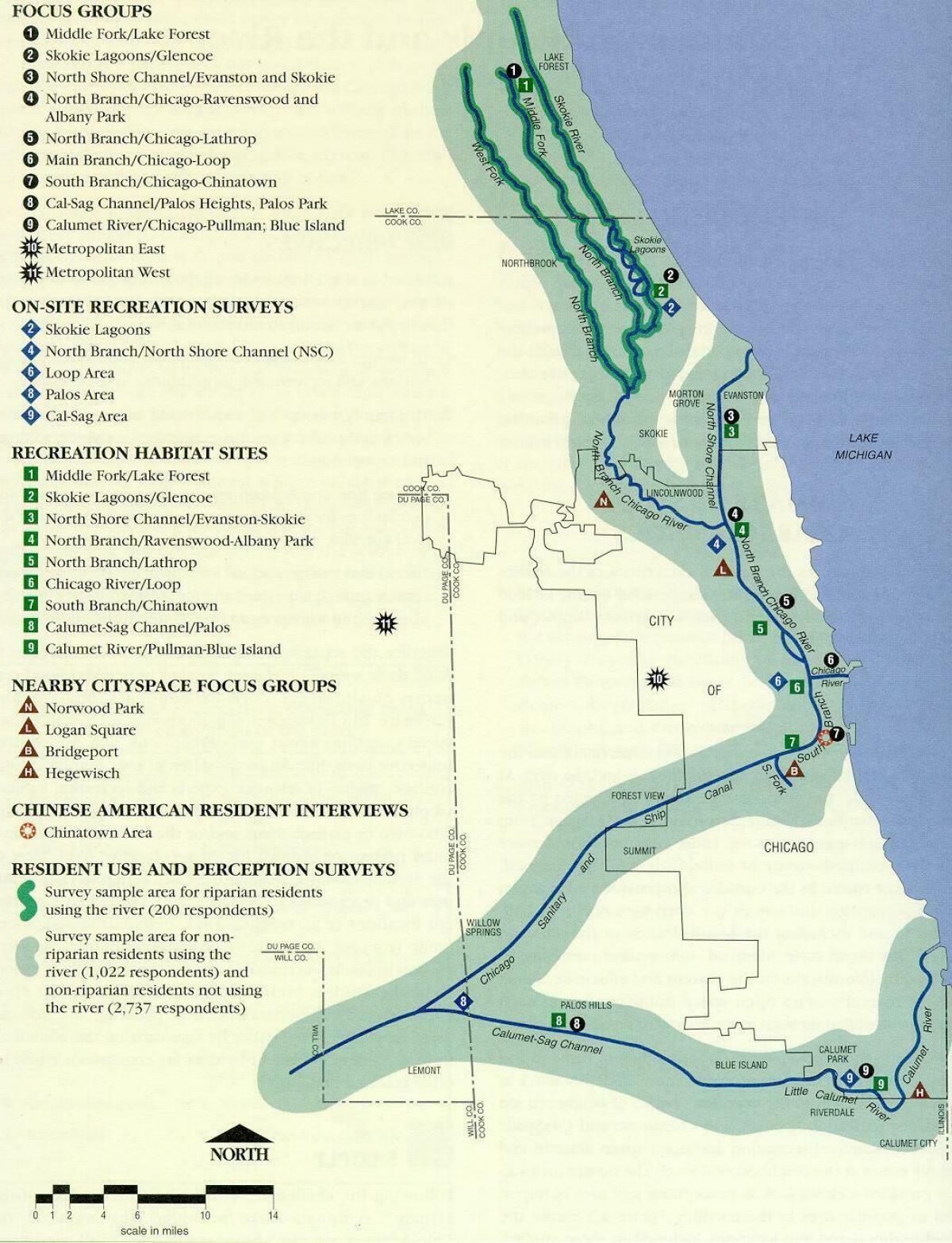 zemljevid Chicago reke