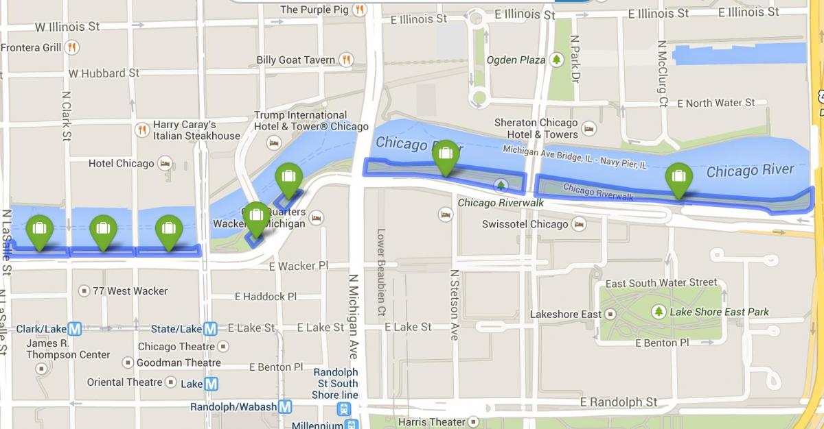 zemljevid riverwalk Chicago