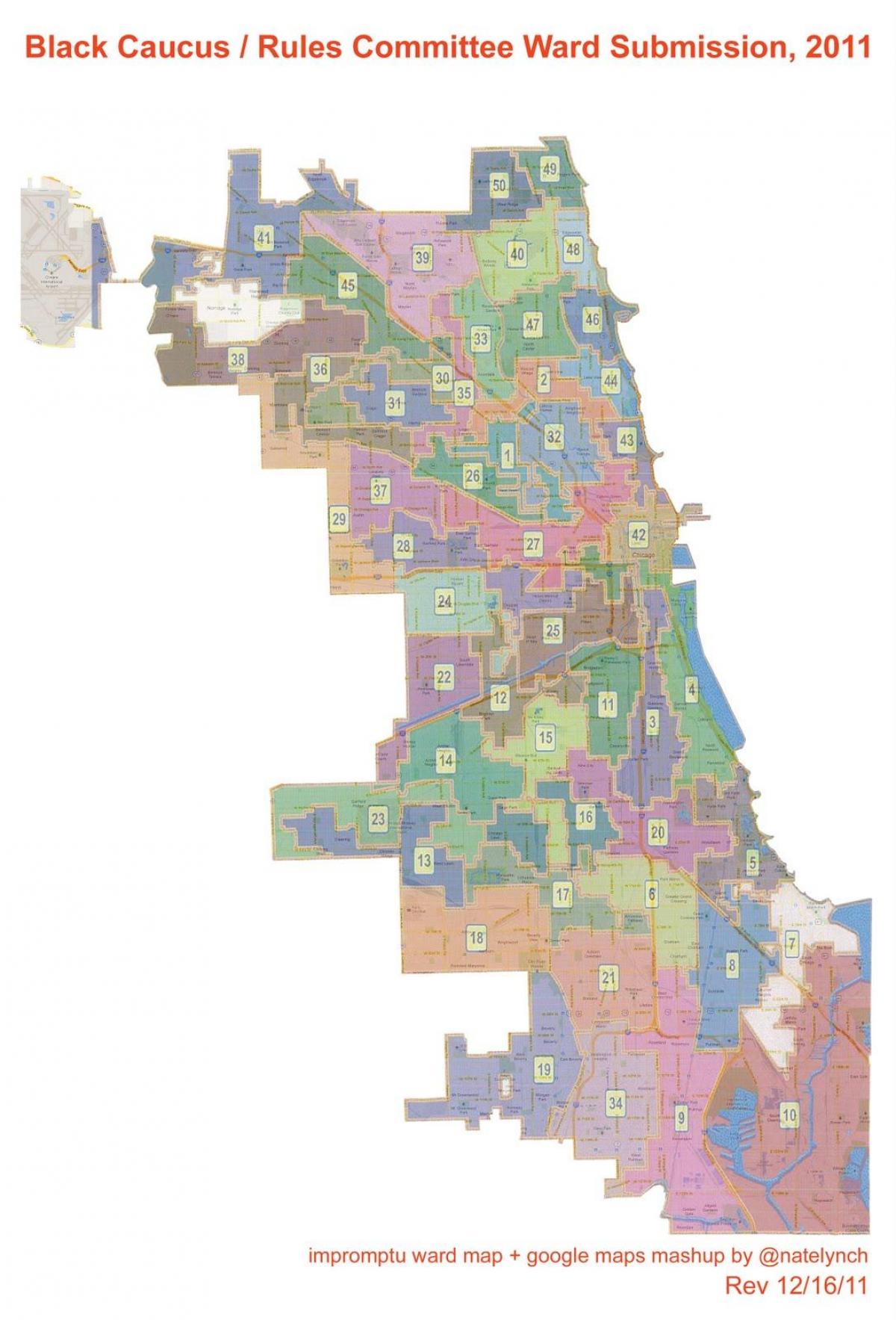 Chicagu ward zemljevid