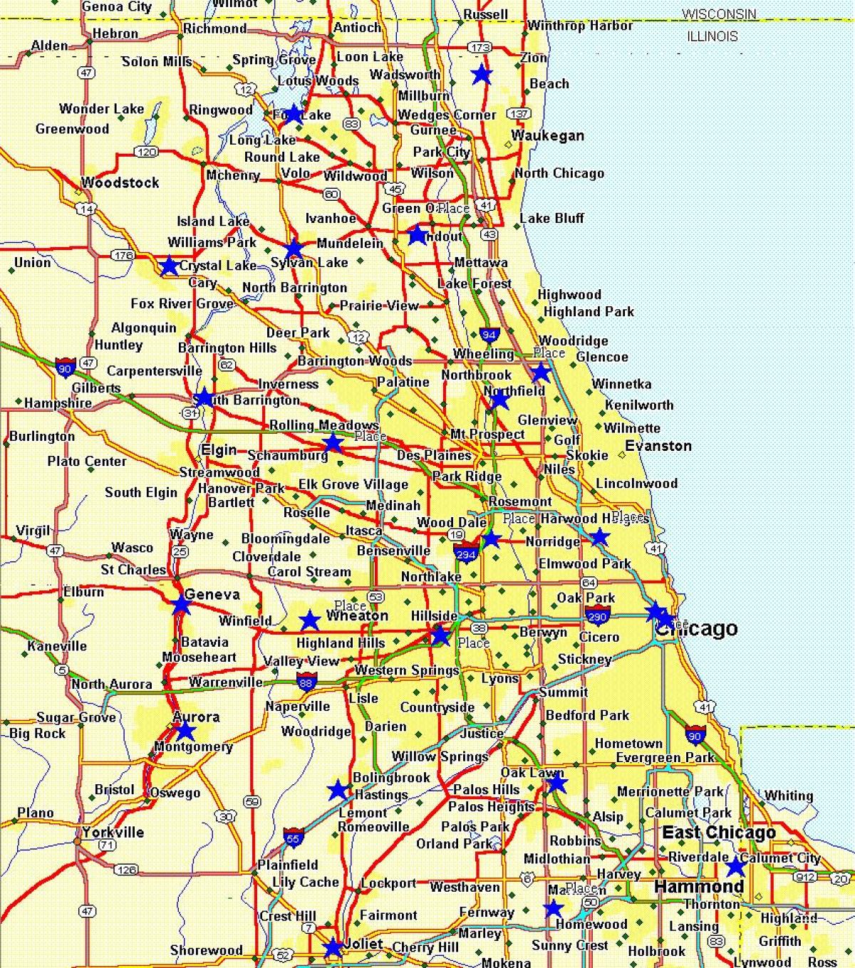 zemljevid mesta Chicago