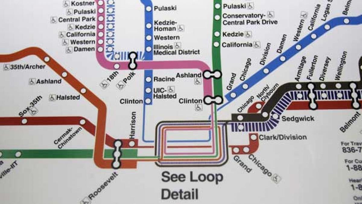 Chicago zemljevid podzemne železnice blue line