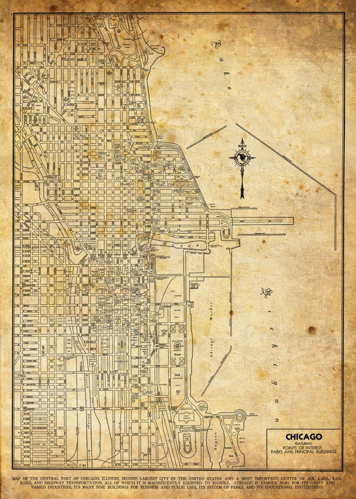 vintage zemljevid Chicago