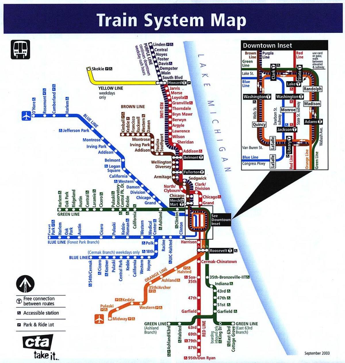 Chicago vlak sistem zemljevid