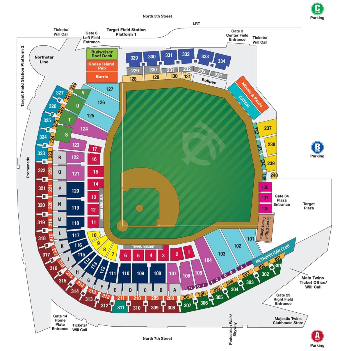 wrigley področju prostor za sedenje zemljevid s sedeža številke