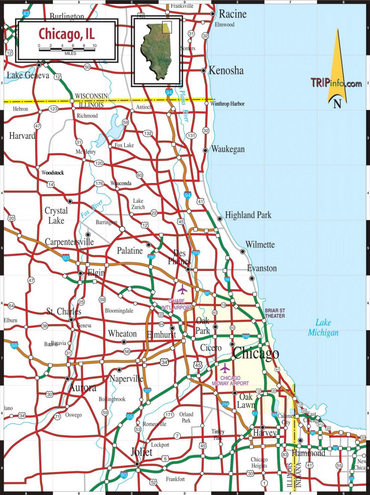 zemljevid Chicago, il