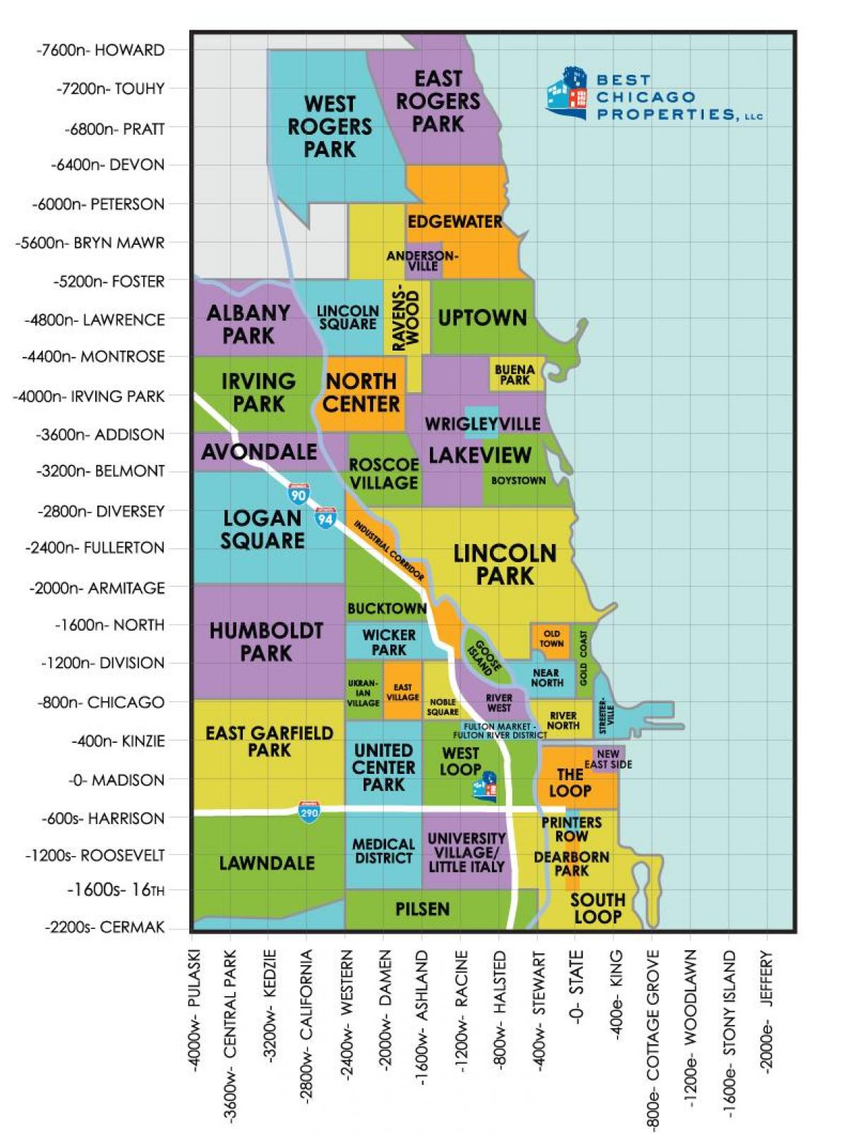 soseskah v Chicagu zemljevid