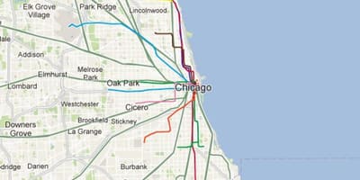 Chicago modra črta vlak zemljevid