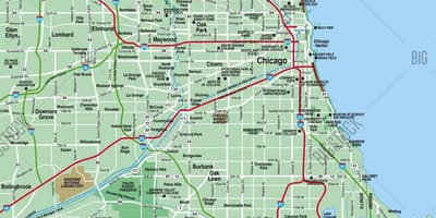 Zemljevid Chicago območje
