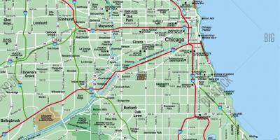 Zemljevid Chicago območje