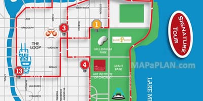 Chicago znamenitosti zemljevid