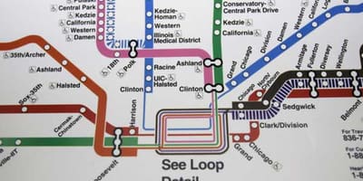 Chicago zemljevid podzemne železnice blue line