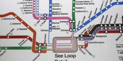 Chicago zemljevid podzemne železnice blue line