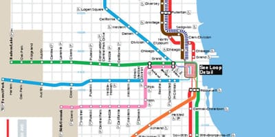 Zemljevid Chicago blue line