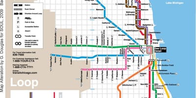 Chicago vlak zemljevid blue line