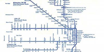 Zemljevid modra črta Chicago