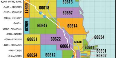 Chicago področju zip kodo zemljevid